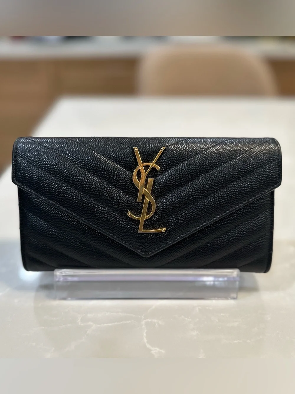 SAINT LAURENT CASSANDRE YSL MONOGRAM LARGE FLAP WALLET